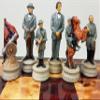 HPL US American Civil War Generals Chess Set W/ 17" High Gloss Cherry & Burlwood Color Storage Board view 3