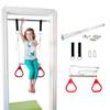 DreamGYM Doorway Swing for Kids Indoor - Trapeze Bar and Red Gymnastic Rings Combo view 1
