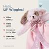 Bearington Baby Wiggles Snuggler - 15" Pink Puppy Lovey Security Blanket with Satin Trim and Plush Dog Design - Soft Lovie for Babies and Baby Security Blankets Gift for Girls and Newborns view 2