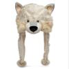 DolliBu Gray Wolf Plush Hat - Wolf Stuffed Animal Winter Hat, Cute Wolf Hat with Cozy Fleece, Warm Fluffy Beanie, Adults, Teens, and Kids Winter Hat With Ear Flaps for Halloween or Cosplay - One Size view 1