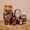 Bits and Pieces - 5pc Nesting Doll Holy Family -The Nativity Family Hand Painted Hand Made Wooden Nesting Dolls Matryoshka Nativity Figurines - Set of 5 Dolls from 5.5" Tall view 2