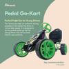 Hauck Sirocco - Racing Go Kart | Pedal Car | Low profile rubber tires | Pedal power auto-clutch free-ride | Adjustable seat - Green view 2