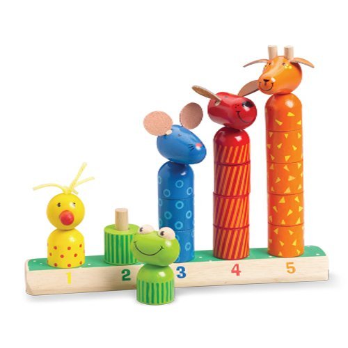 Constructive Playthings Wooden Animal Stack & Count Rack Measures 10 1/2" L. x 1 3/4" W. x 8 1/2" H. for Ages 2 Years and Up