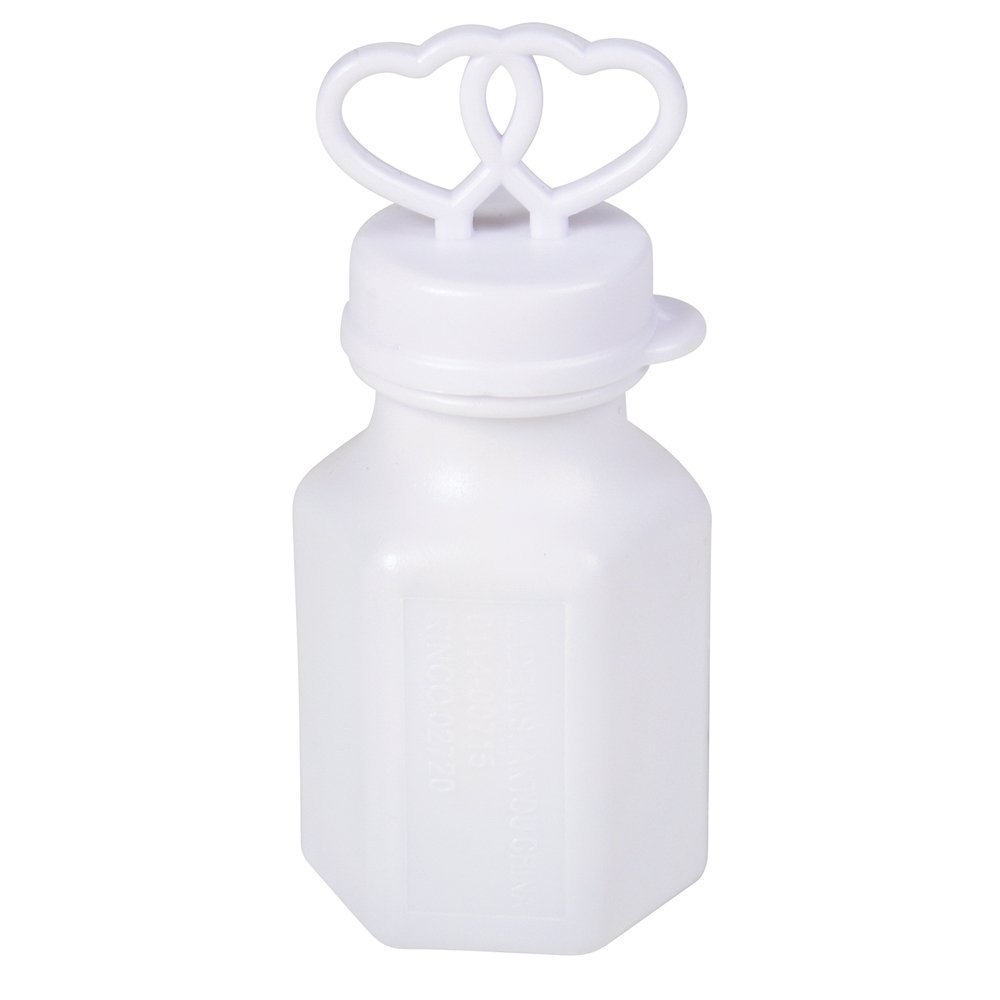 144 White Double Heart Wedding Bubbles Retail Boxed