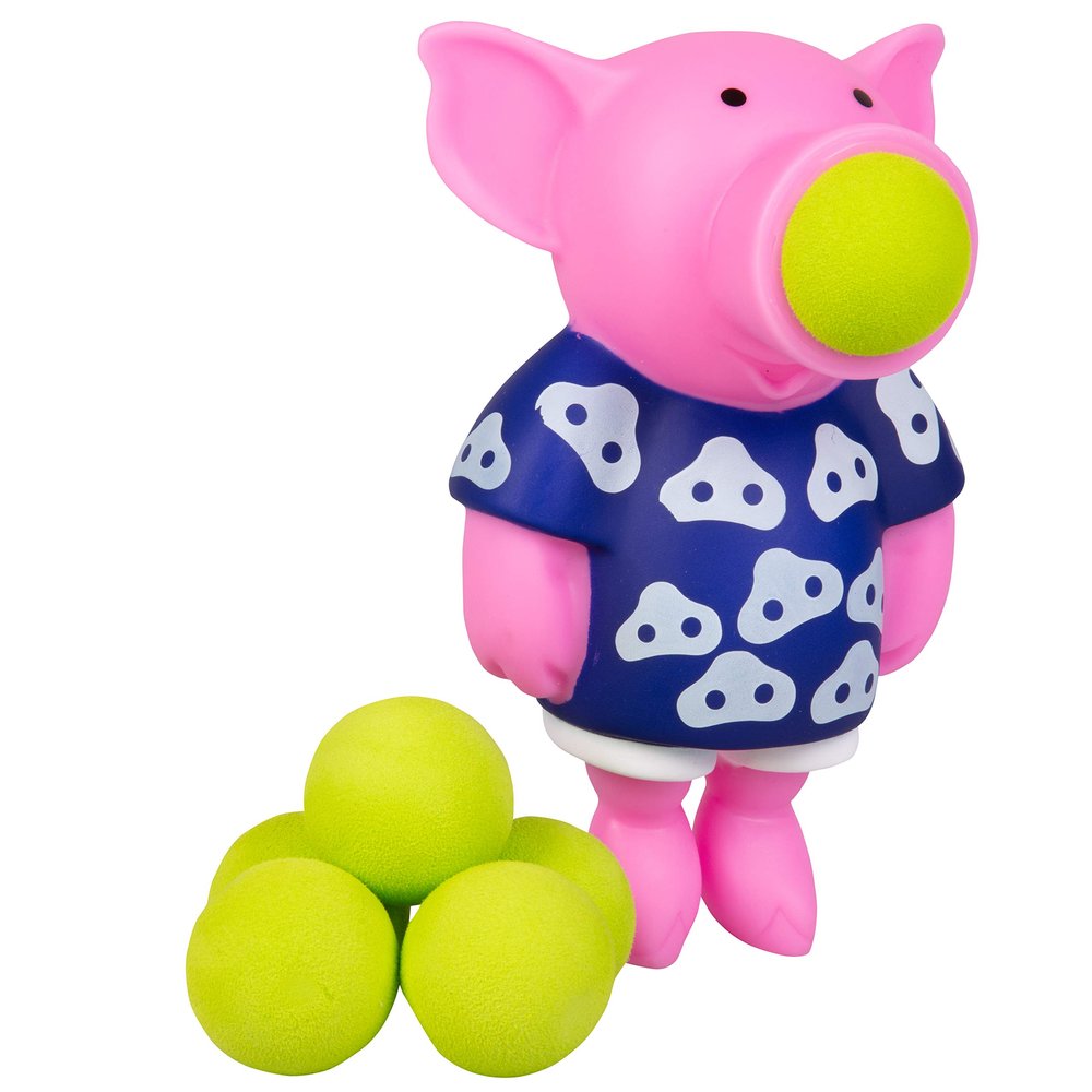 Hog Wild Pig Ball Popper Toy - Includes 4 Soft Foam Balls - Squeeze to Pop Air Powered Balls Up to 20 Feet - Launcher Safe for Indoor/Outdoor Play - Party Favor Gift for Kids, Girls, Boys Ages 5+