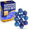 10 Pcs Dungeons & Dragons D12 Dice Set  12 Sided Dice Set for Table Games  Dual Blue-Purple Color with Clearly Visible Numbers, Sturdy Material | Suitable for Pathfinder, RPG and Other Board Games view 1