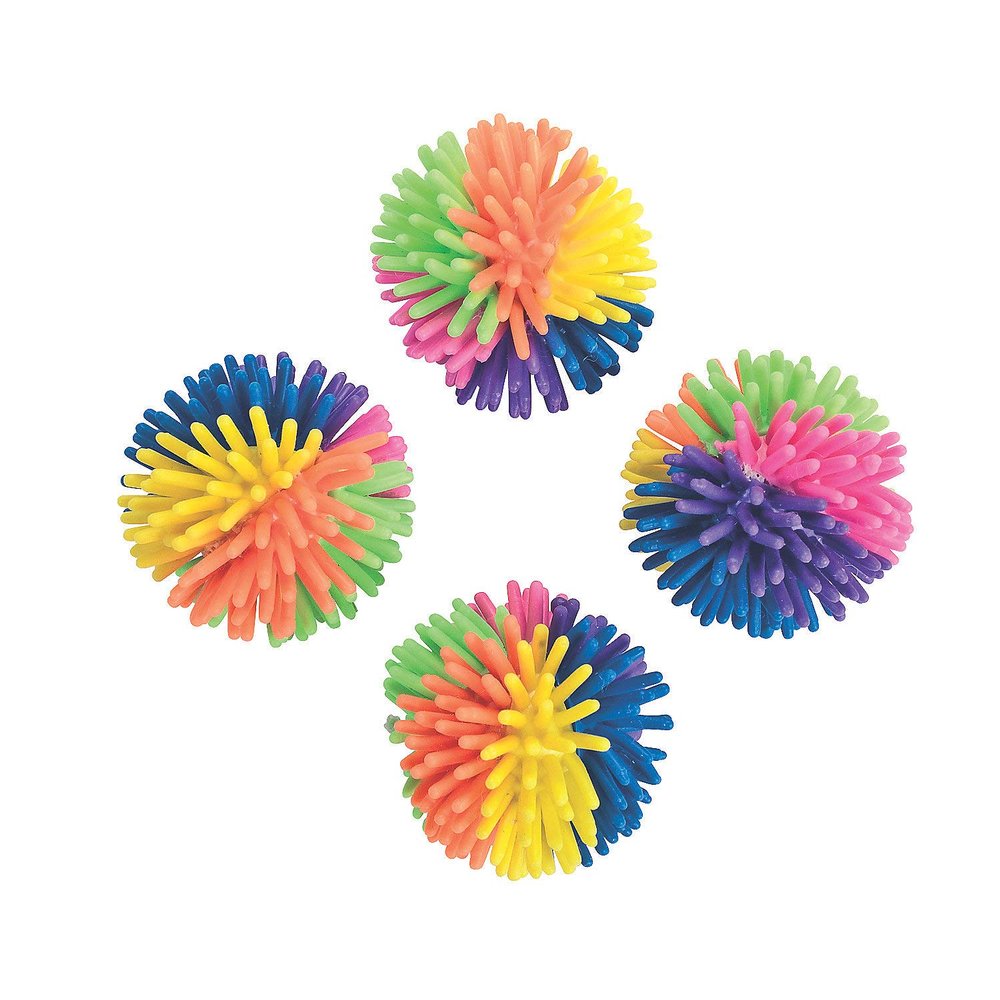 Fun Express Rainbow Porcupine Soft Vinyl Balls (Bulk Set of 36) Party Favor Toys and Giveaways