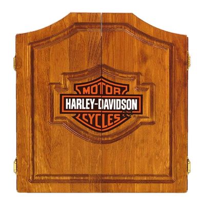 Harley-Davidson Bar & Shield Logo Dart Board Cabinet - Pine Wooden Cabinet 61905