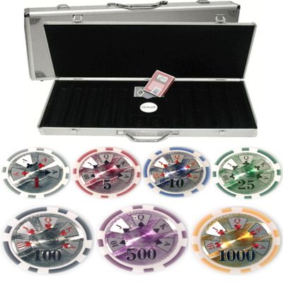BEN Franklin Laser Clay 14g 500 Chip Poker Set - With Alluminum Case