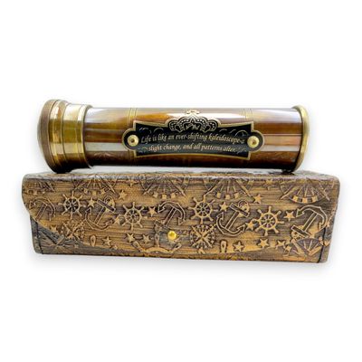 MAH Handcrafted Brass Kaleidoscope  Vintage Nautical Collectible Gift for Adults & Collectors  Sentimental Keepsake with Greeting Card  Decorative Home Dcor Accent  Timeless Pattern Design