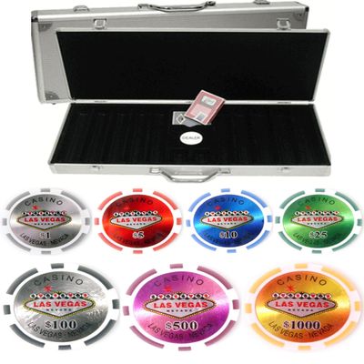 LAS Vegas Casino Laser 500 Chip 14gm Clay Poker Set - with Aluminum Case