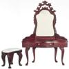 1:12 Scale Mahogany Dressing Table with Stool Set #D0485 view 1