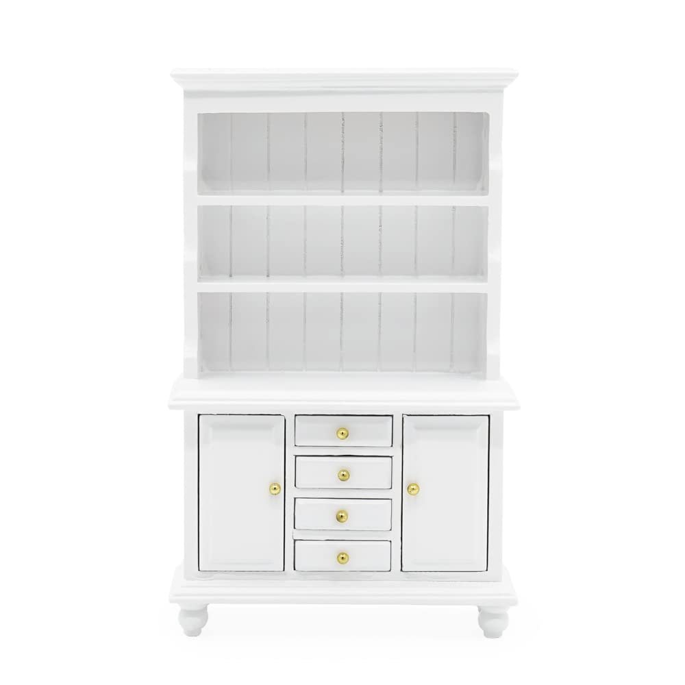 Odoria 1/12 Miniature Cabinet Cupboard Hutch Dollhouse Furniture Accessories, White
