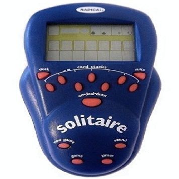 Radica Pocket Solitaire - Electronic Handheld Game - Classic Card Game - Blue - Pocket Size Handheld