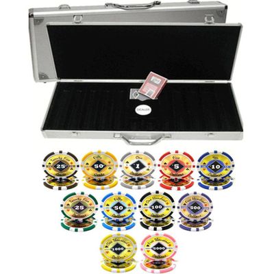 Black Diamond Laser 14gm Clay 500 Chip Poker Set with Aluminum Case