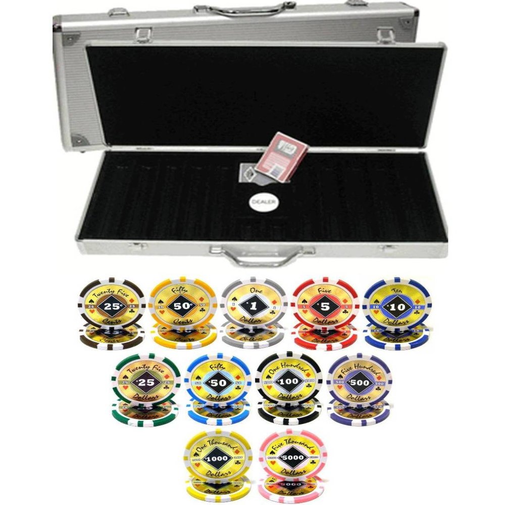 Black Diamond Laser 14gm Clay 500 Chip Poker Set with Aluminum Case