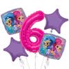 Shimmer and Shine Balloon Bouquet 6th Birthday 5 pcs - Party Supplies view 1