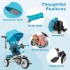 Costzon Tricycle for Toddlers, 6 in 1 Trike w/Parent Handle, Adjustable Canopy, Storage, Safety Harness & Wheel Brakes, Baby Push Tricycle Stroller for Kids Boys Girls Aged 9 Month-5 Years Old, Blue view 4