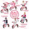 Costzon Tricycle for Toddlers, 6 in 1 Trike w/Parent Handle, Adjustable Canopy, Storage, Safety Harness & Wheel Brakes, Baby Push Tricycle Stroller for Kids Boys Girls Aged 9 Month-5 Years Old, Pink view 2