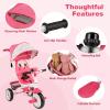 Costzon Tricycle for Toddlers, 6 in 1 Trike w/Parent Handle, Adjustable Canopy, Storage, Safety Harness & Wheel Brakes, Baby Push Tricycle Stroller for Kids Boys Girls Aged 9 Month-5 Years Old, Pink view 4