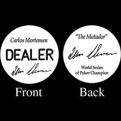 TMG Professional Collector's Carlos Mortensen Dealer Button - Includes Bonus Poker Blind Button Set!