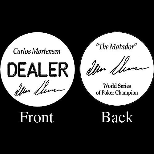TMG Professional Collector's Carlos Mortensen Dealer Button - Includes Bonus Poker Blind Button Set!