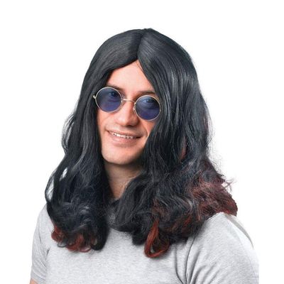 Bristol Novelty BW481 Ozzy Osbourne Streaks Wig, Black/Red, One Size