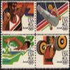 1984 SUMMER OLYMPICS '84 ~ LOS ANGELES ~ AIRMAIL ~ SWIMMING ~ WEIGHT LIFTING ~ SHOT PUT ~ GYMNASTICS #C108a Block of 4 x 40 US Postage Stamps view 1
