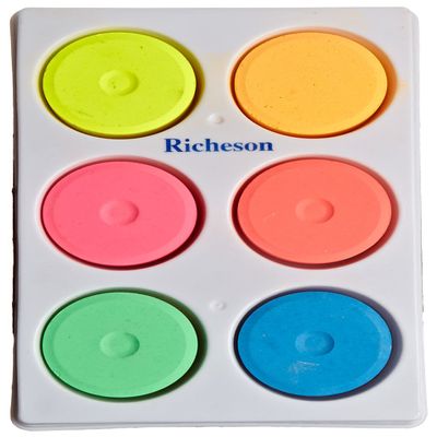 Non-Toxic Tempera Paint Cakes - 1 11/16 x 5/8 inch - Set of 6 - Assorted Fluorescent Colors