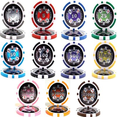 Casino Aces Laser 14gm Clay 1000 Bulk Poker Chips - Choose