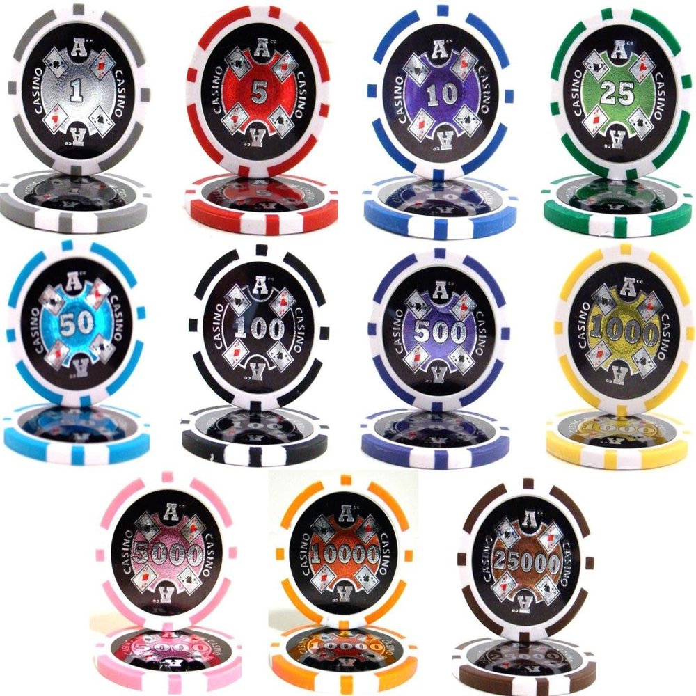 Casino Aces Laser 14gm Clay 1000 Bulk Poker Chips - Choose