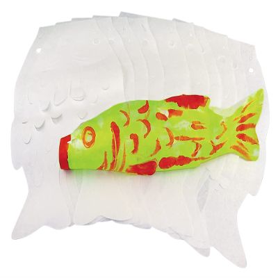Roylco Japanese Carp Koinobori Wind Sock Craft Kit - 24 Color Diffusing Paper Fish Windsocks for Kids, Cultural Art Activity with Instructions, Children's Day Decoration, 6" x 10", Ages 4+