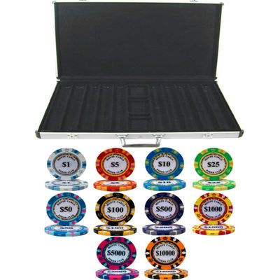 Monte Carlo Design 14gm 1000 Chip Clay Poker Set with Aluminum Case