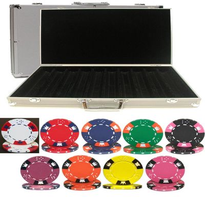 Crown & Dice 1000 Chip 14gm Clay Poker Set with Aluminum Case