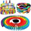 BigOtters Dominos Set for Kids,360 PCS Dominoes Wooden Building Blocks Stacking Educational Racing Toy Games, Party Favor for Boys and Girls, 12 Colors view 1