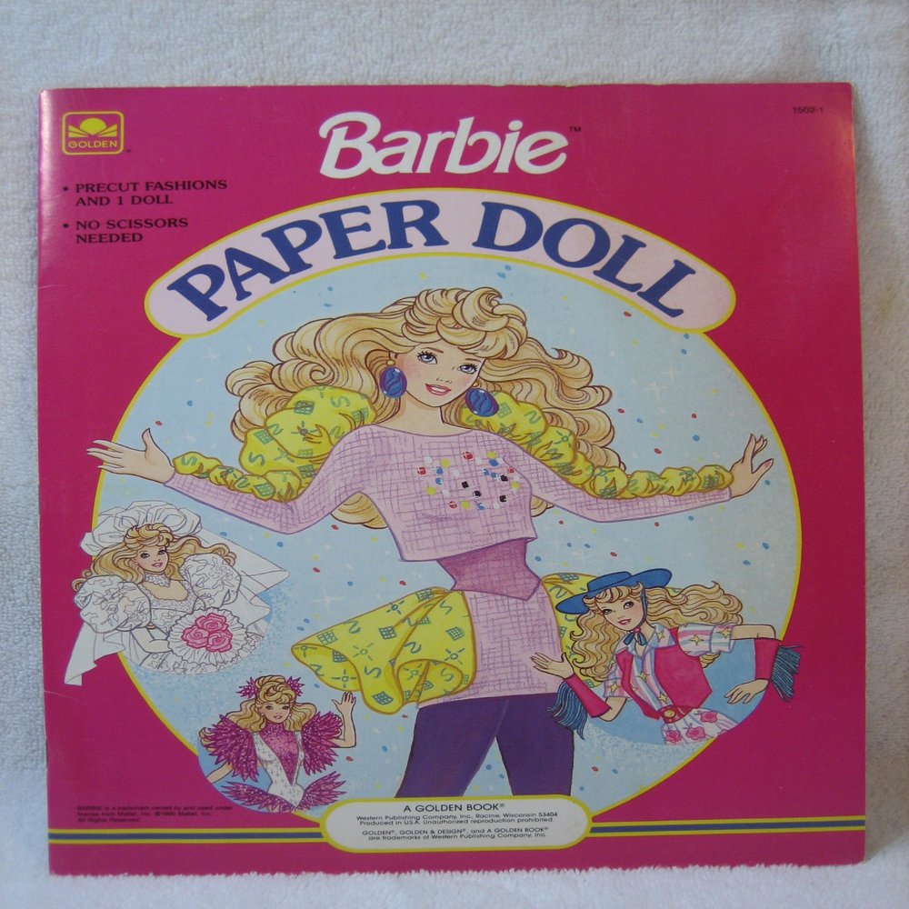 Barbie Paper Doll Book w Wedding, Skating, Western & More Fun Fashions! (1990)