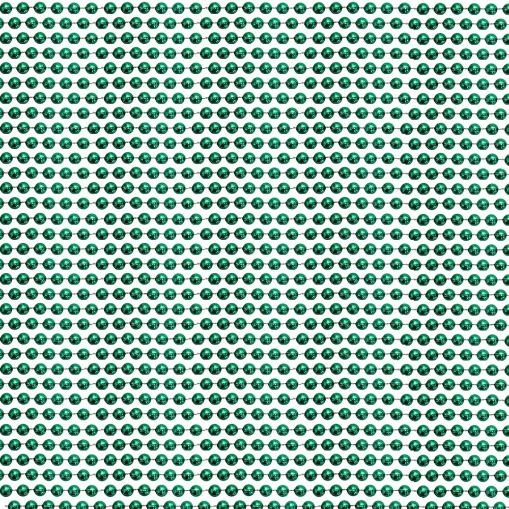 33 inch 07mm Round Metallic Green Mardi Gras Beads - 6 Dozen (72 Necklaces)