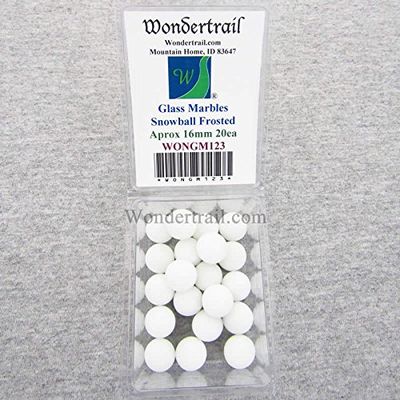 Wondertrail Snowball Frosted 16mm Glass Marbles Pack of 20