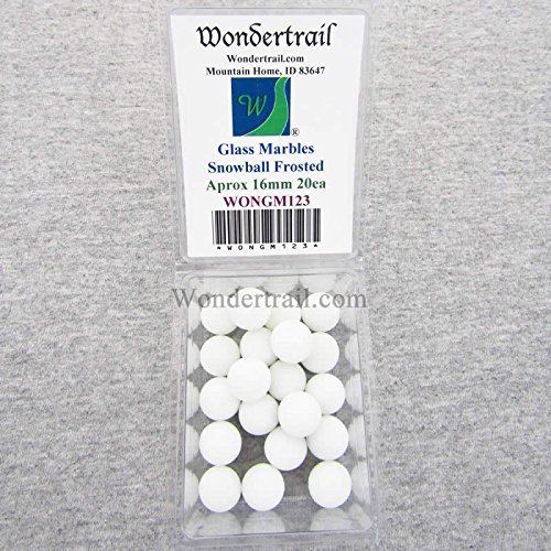 Wondertrail Snowball Frosted 16mm Glass Marbles Pack of 20