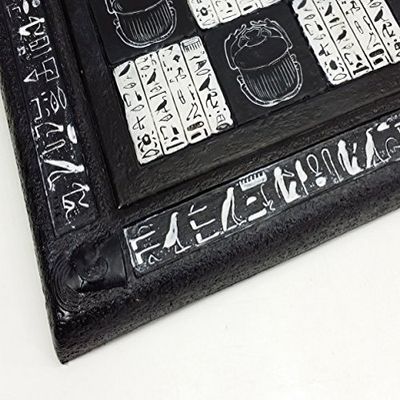 16" Black and White Egyptian Hieroglyphic Chess Board