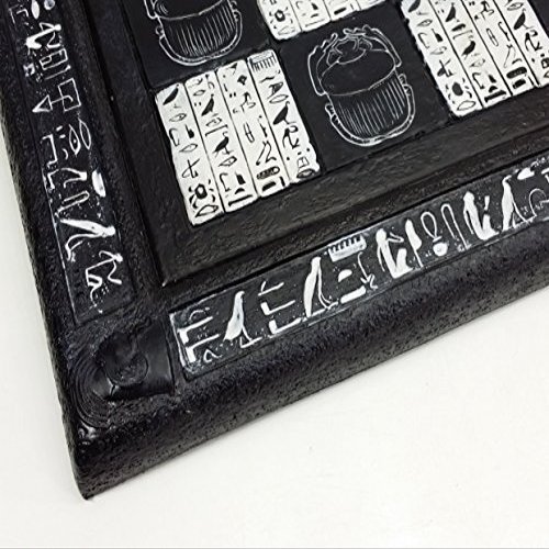 16" Black and White Egyptian Hieroglyphic Chess Board