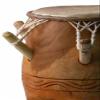 Africa Heartwood Project Hand-carved African Kpanlogo Peg Drum from Ghana with Calf Skin Drum Head - 11"x25" view 2