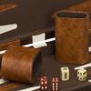 15"x19" Backgammon Set Brown White Faux Leather Portable Travel Folding Case NEW view 2