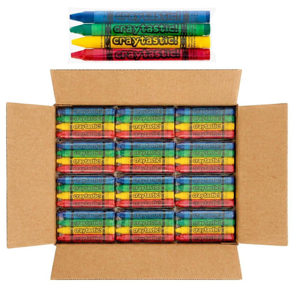 (450) 4-Packs of Premium Crayons (Red, Green, Blue, Yellow) SAFETY TESTED COMPLIANT WITH ASTM D-4236 (1800 Total Crayons)