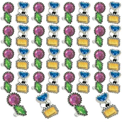 Fun Express Colorful Rhinestone Rings (6dz) - Jewelry - Jewelry General - Rings - 72 Pieces