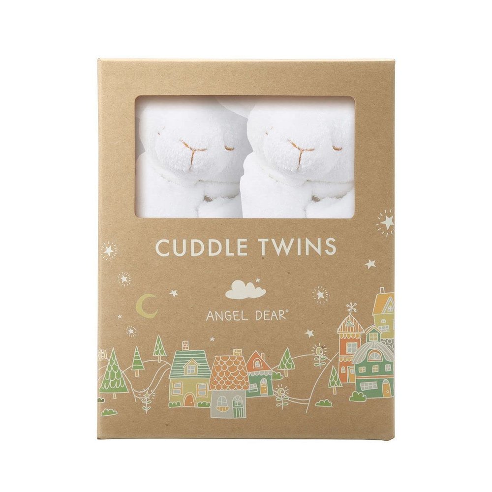 Angel Dear - White Lamb, Cuddle Twins Blankie Set