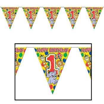 1st Birthday Pennant Banner Party Accessory (1 count) (1/Pkg)