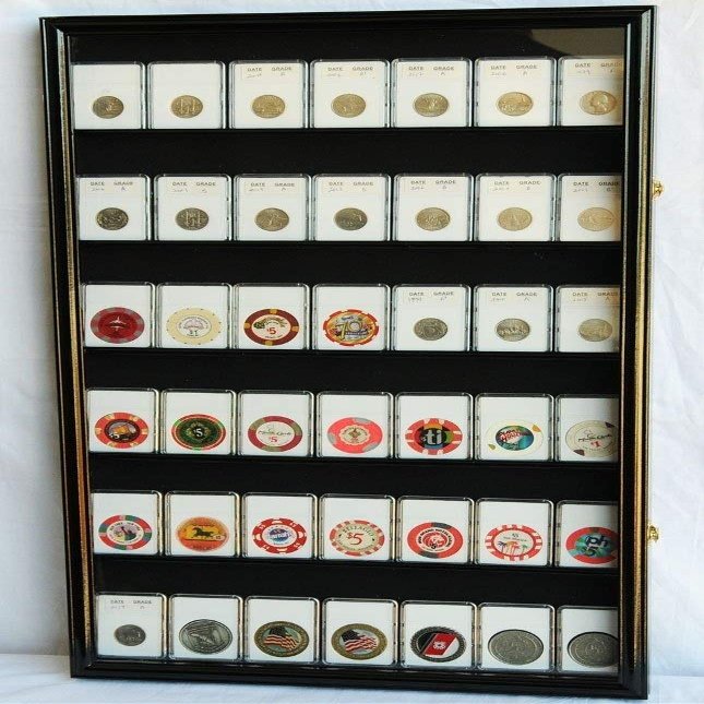 42 Collector NGC PCGS ICG Coin Slab Display Case Cabinet Holder Rack Lockable, Black