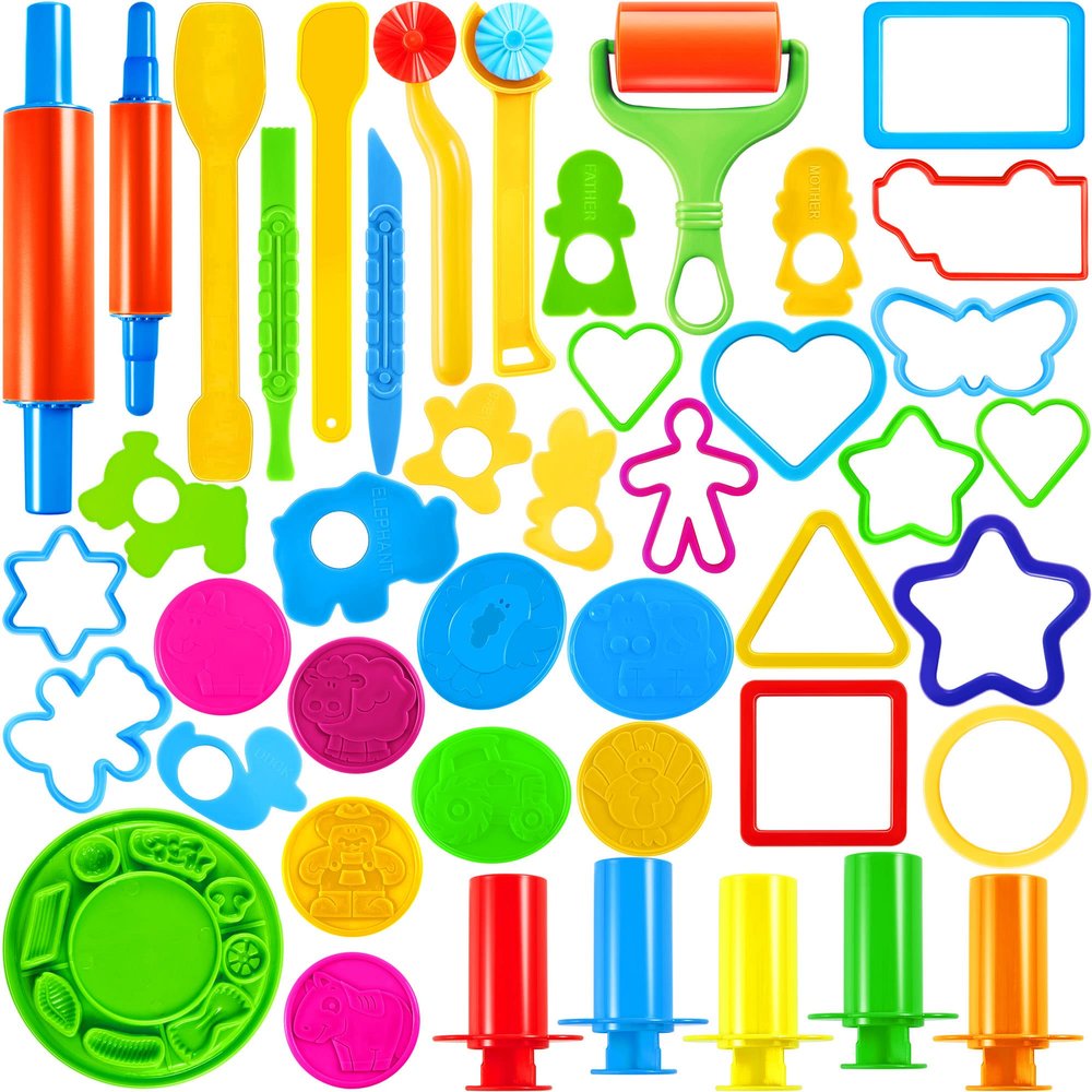 JOYIN 44 Clay Tools Set for Kids, Clay Accessories with Various Plastic Molds, Rolling Pins, Cutters