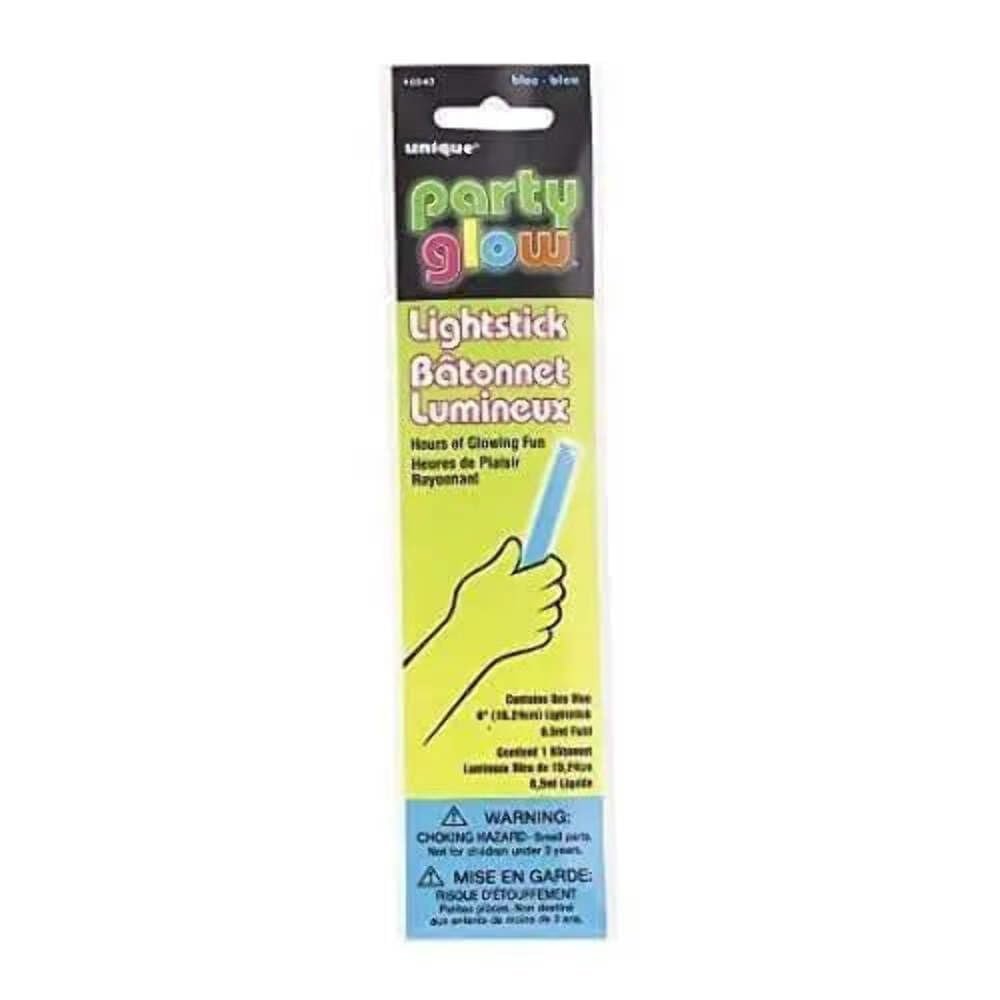 Blue Glow Light Stick - 6" - Premium Bright Green Plastic Glow Stick - Ideal for Parties, Concerts, Birthdays, New Year, Christmas, and Neon Events (1 Pc.)